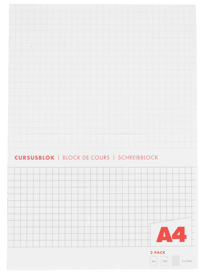Cursusblok - A4 ruit - Wibra