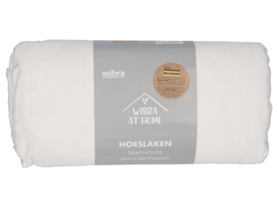 Hoeslaken single jersey – 180 x 200 cm - wit - Wibra