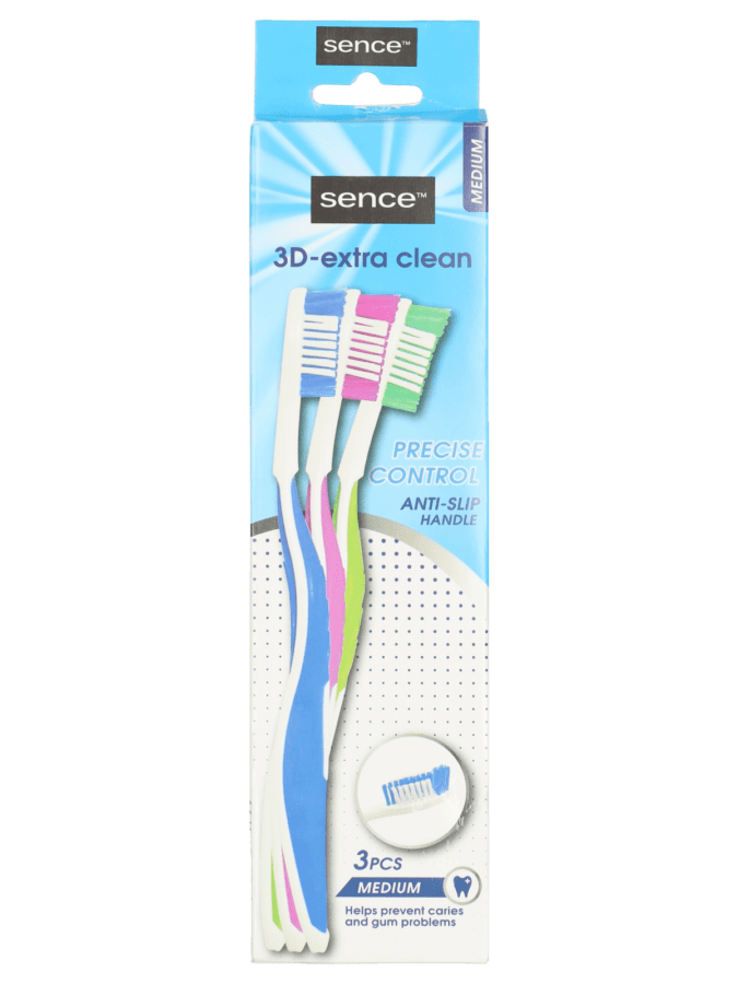 Sence tandenborstel medium - 3 stuks - Wibra