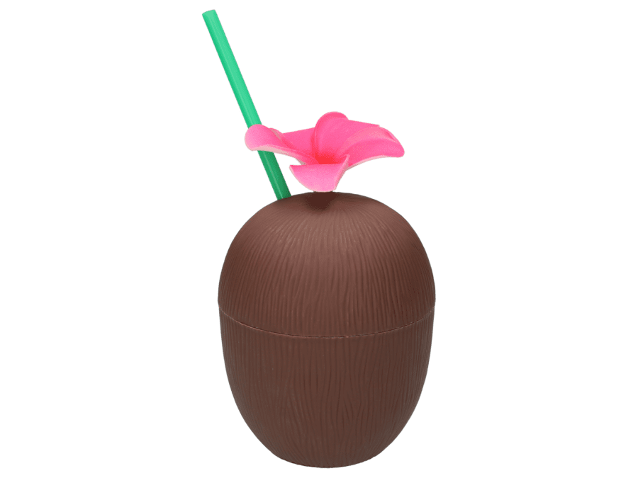 Kokosnoot beker met rietje - Wibra