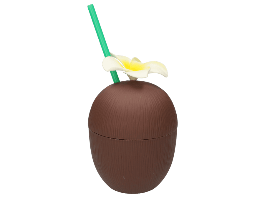 Kokosnoot beker met rietje - Wibra