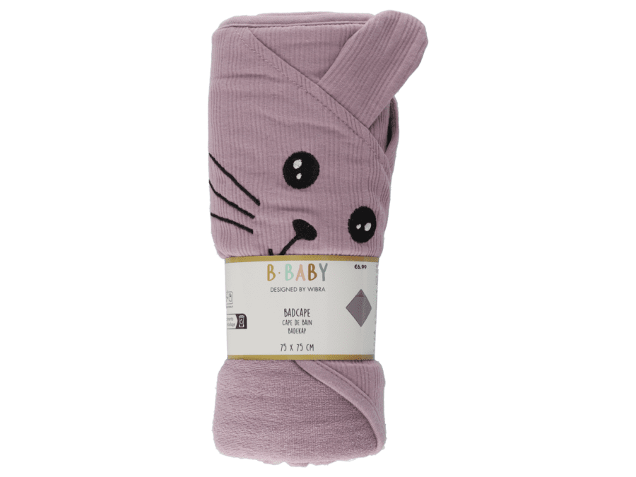 Baby badcape konijn – paars - Wibra