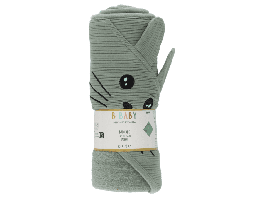 Baby badcape konijn – groen - Wibra